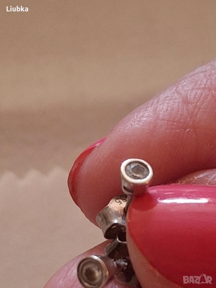 малки обеци бяло злато , снимка 1