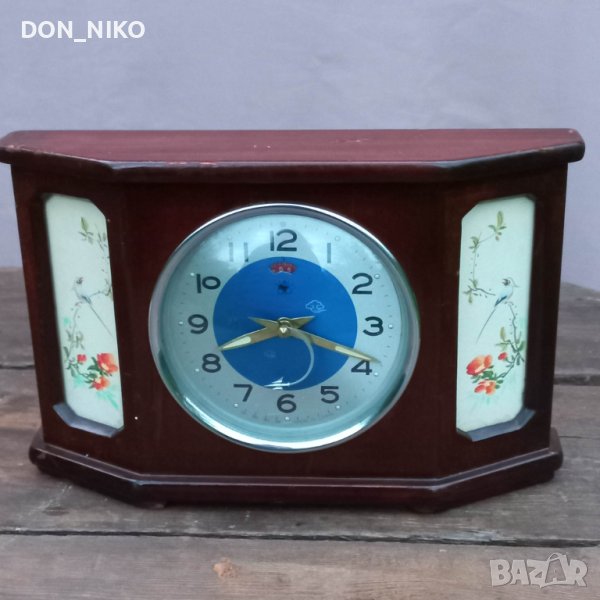 Рядък Китайски дървен Будилник 1950 г, снимка 1