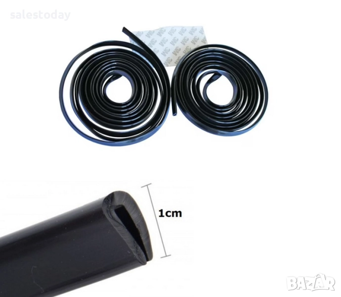 Декоративна лайсна за врати, 5м., лайсна за предпазване на врати, черна, снимка 1