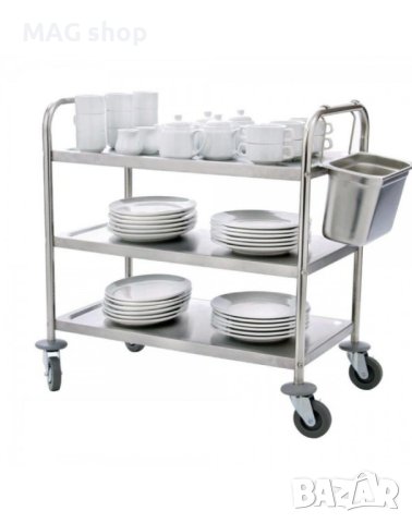 ПРОМО! Иноксова количка за сервиране отсервиране на 2 3 нива Помощни колички, снимка 4 - Обзавеждане на кухня - 44341816
