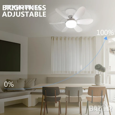 Модерна вентилаторна лампа с форма на цвете, LED осветление, дистанционно, 40W, 1200 лумена, снимка 8 - Лед осветление - 51079052