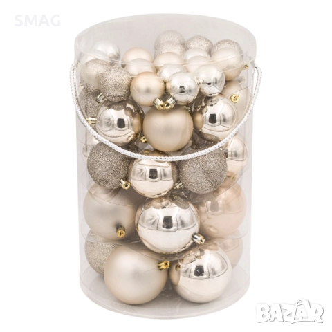 Комплект коледни топки екрю 4–8 см 44 бр._1196746