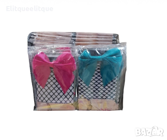 Къси чорапи от черна мрежа, с панделка, снимка 2 - Дамски чорапи - 52346577