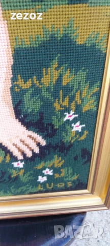 Гоблен"Момиче с куче", снимка 6 - Гоблени - 50848752