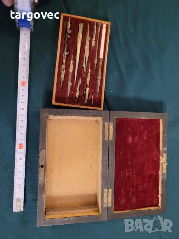 Старинен комплект от пергели за чертане, снимка 2 - Антикварни и старинни предмети - 41848149