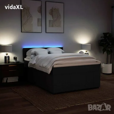 vidaXL Боксспринг легло с матрак, черно, 140x190 см плат, снимка 4 - Спални и легла - 56146920