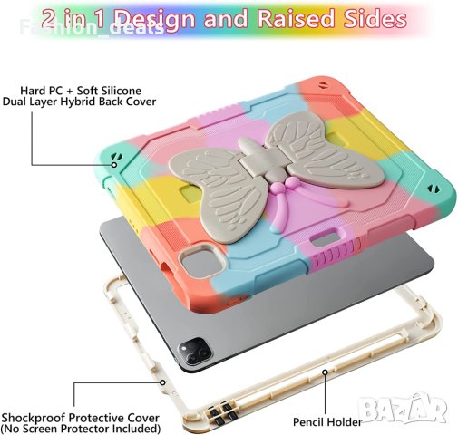 Нов Защитен Удароустойчив калъф за деца за таблет iPad Пеперуда Айпад, снимка 2 - Друга електроника - 36026866