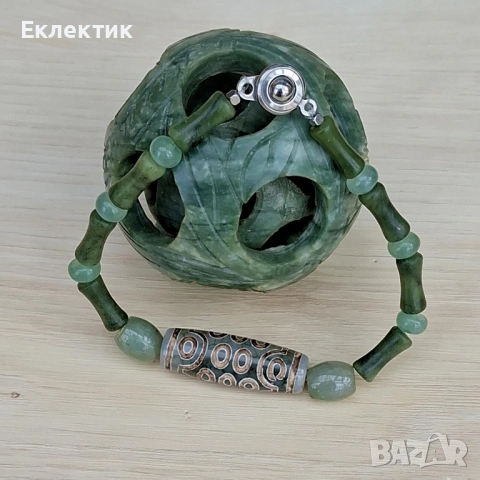 Гривна с Дзи мънисто с 21 очи, снимка 2 - Гривни - 53477056