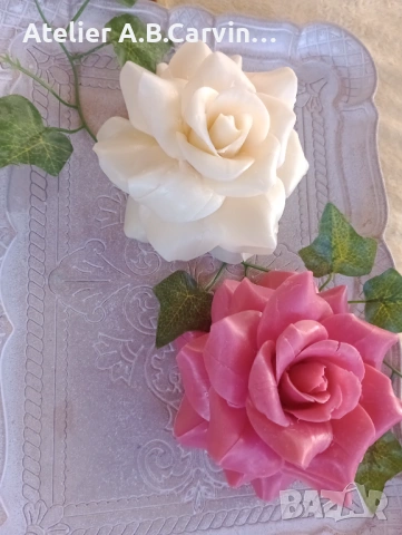 Класическа роза от сапун, ръчно изваяна, за декорация в дома или за подарък, снимка 3 - Декорация за дома - 53608052