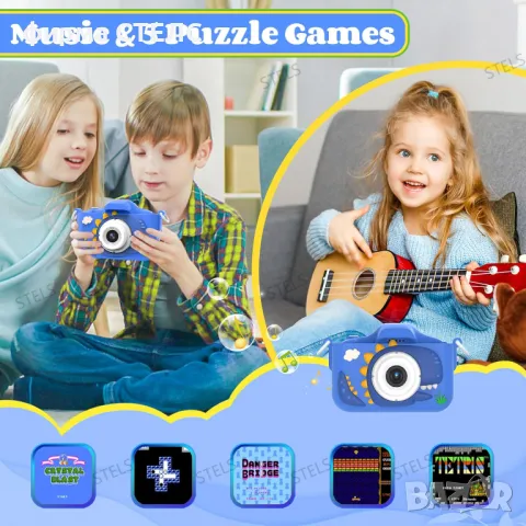 Детски фотоапарат STELS X350, Селфи снимки, Full HD видео, Игри, снимка 8 - Образователни игри - 49810526