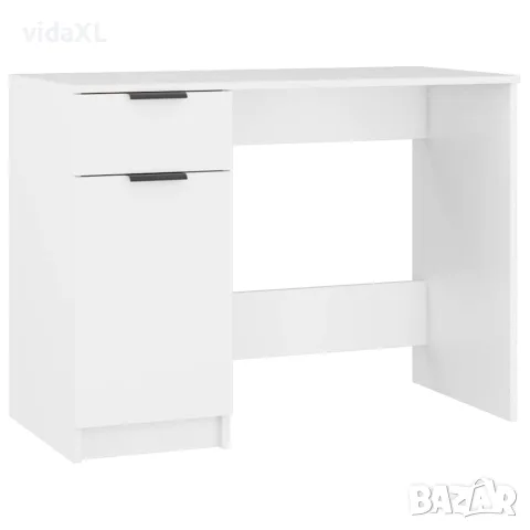 vidaXL Бюро, бяло, 100x50x75 см, инженерно дърво
