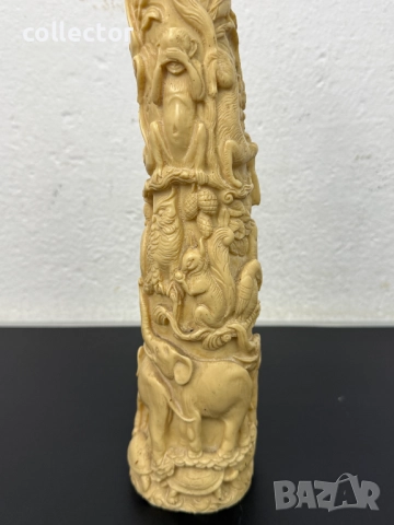 Декоративна гравирана бивна "дървото на живота" №7791, снимка 8 - Антикварни и старинни предмети - 52927260