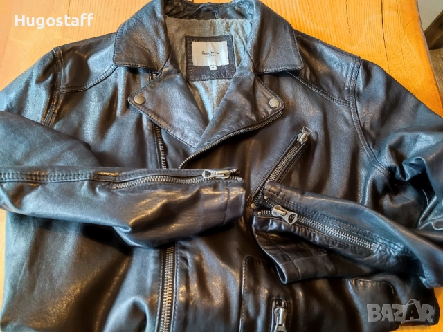 Мъжко оригинално кожено яке рокерия Pepe Jeans Хлл, снимка 7 - Якета - 51953742