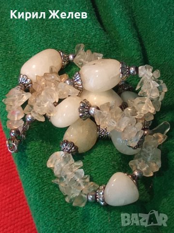 КРАСИВА СКЪПОЦЕННА ОГЪРЛИЦА от НАТУРАЛЕН МЛЕЧЕН КВАРЦ и ПЛАНИНСКИ КРИСТАЛ и МЕТАЛ 38863, снимка 3 - Колиета, медальони, синджири - 41837211
