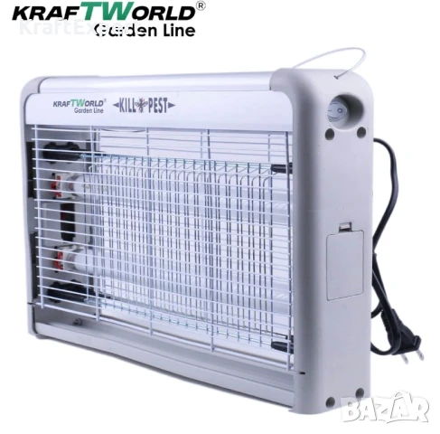 Мощна инсектицидна лампа KraftWorld 60W – Защита до 80 м² – UV лампа против комари и мухи, снимка 7 - Настолни лампи - 50641229