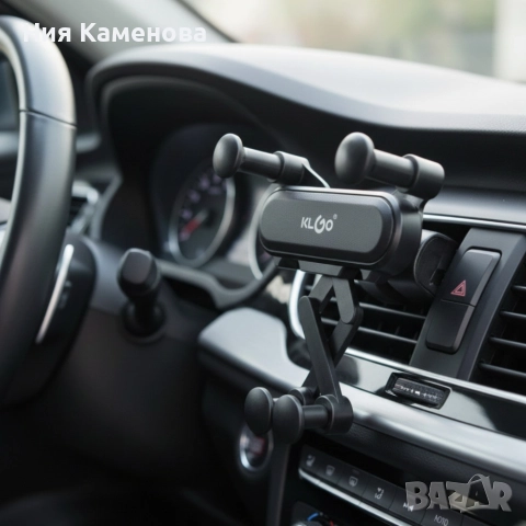 Гравитационна стойка за телефон за кола KLGO Z19 – 360° въртене, монтаж на климатична решетка