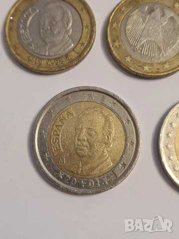 Лот от 5 бр евро монети 1€ и 2€ Испания, Германия, Франция, Нидерландия, снимка 6 - Нумизматика и бонистика - 53698244