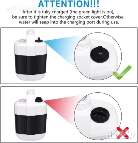 Преносим портативен душ с USB зареждане за къмпинг пътувания и градина, снимка 5 - Аксесоари и консумативи - 50156076