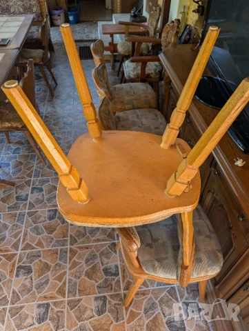 ✨Комплект от 5 масивни дървени столове (дърворезба)✨, снимка 14 - Столове - 50596043