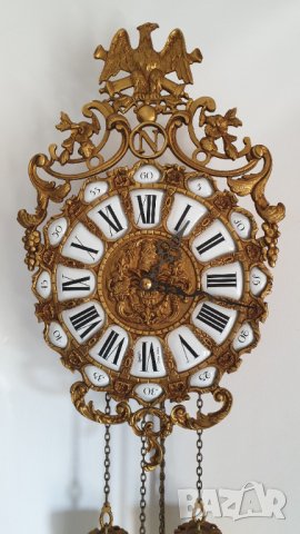 Бронзов рядък стенен механичен швейцарски часовник, снимка 5 - Антикварни и старинни предмети - 42497168