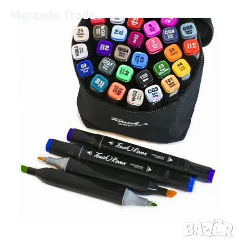 Комплект маркери за рисуване в калъф Mercado Trade, двустранни, 36бр., снимка 5 - Рисуване и оцветяване - 49540520