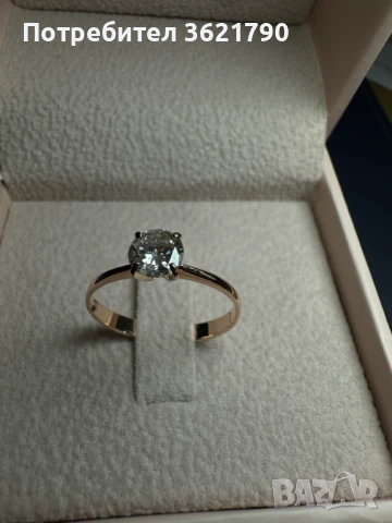 Здатен пръстен 14К с диамант 0,51 ct  сертификат, снимка 4 - Пръстени - 50443458