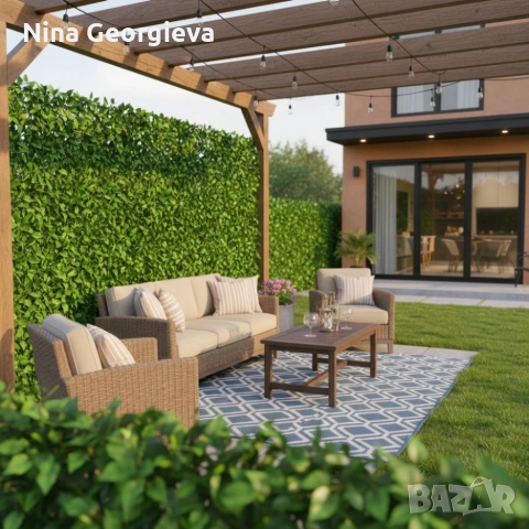 Ограда от зелени листа - панел за уединение с реалистичен вид 3 x 0,5 м