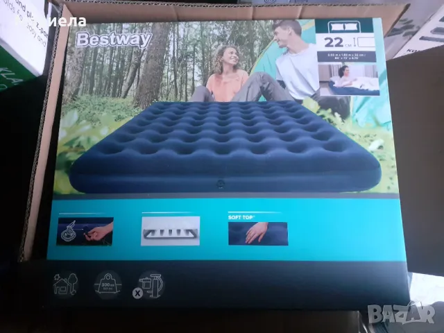 Продавам нови надуваеми легла King Size 203x183x22 cm, Надуваемо флокирано въздушно легло, снимка 6 - Спални и легла - 48260508