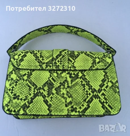 Дамска чанта с животински змийски принт неоново зелена, снимка 6 - Чанти - 56228448