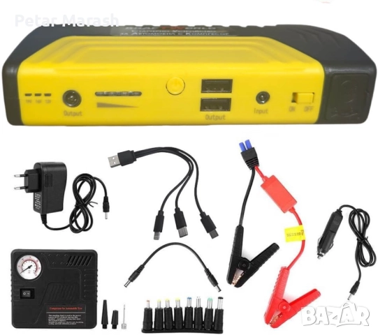 KraftWorld KW-2679 – Джъмп стартер за кола с компресор, фенер и аварийни инструменти 12V, 600A, USB, снимка 3 - Компресори - 51792990