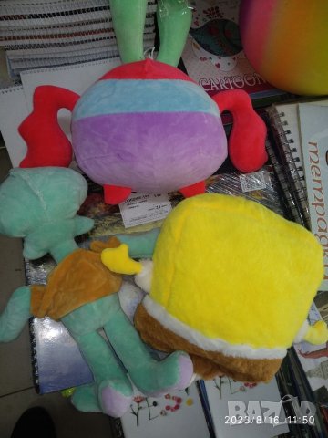 Героите от Спондж Боб Квадратни гащи- Сепия, Планктон , Охлюва Гари , Господин Рак, Патрик, снимка 8 - Плюшени играчки - 41882218