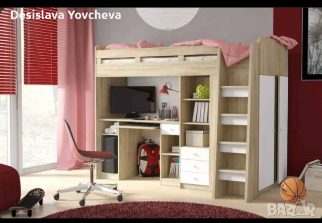 Детско-юношеско легло с вградено бюро и гардероб