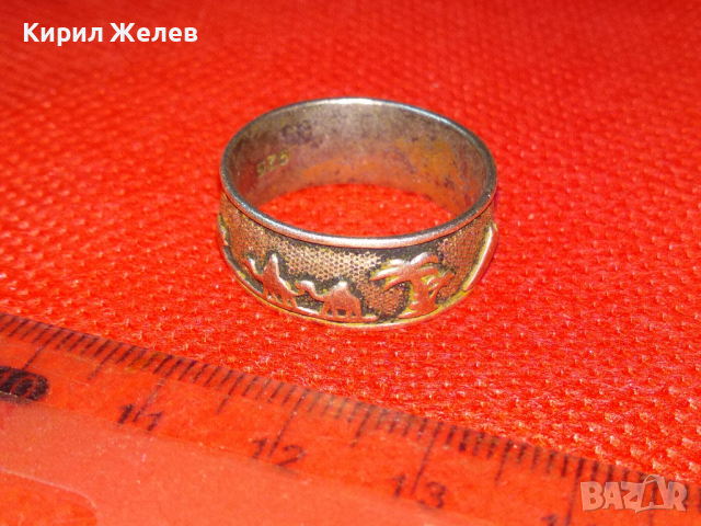 ЕГИПЕТСКИ СРЕБЪРЕН ПРЪСТЕН ХАЛКА ЛАКИРАНО СРЕБРО 925 с ПИРАМИДИ КАМИЛИ ПАЛМИ МНОГО ЖИВОПИСЕН 43787, снимка 11 - Пръстени - 44613330