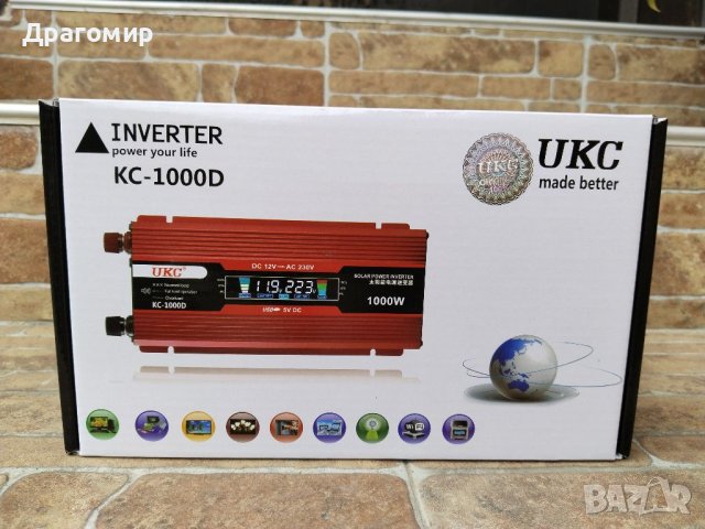 Преобразувател / Инвертор с дисплей 12-220V 1000W