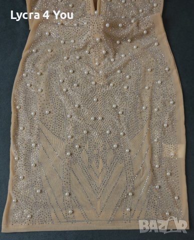 S/M дамска официална къса рокля покрита с перли, снимка 3 - Рокли - 44298945