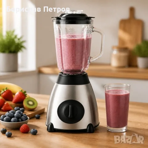Стъклен блендер с чопър 2 в 1, 2200W, 5 скорости, стъклена кана, снимка 2 - Блендери - 56022396