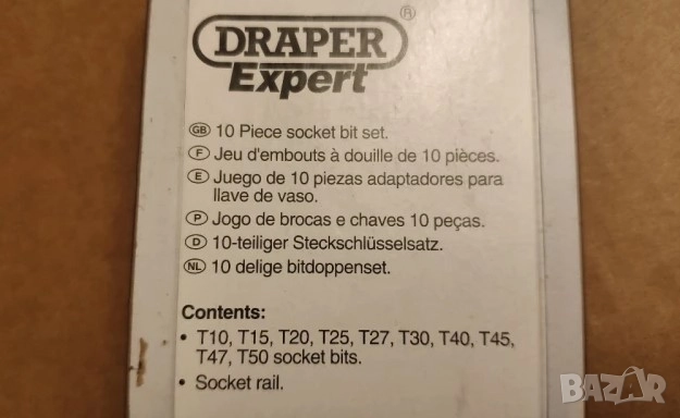 teng tools тенг 9броя 3/8 вложки торкс звезди . DRAPER EXPERT 10броя 3/8 торксове звезди с отвор, снимка 10 - Други инструменти - 52945591