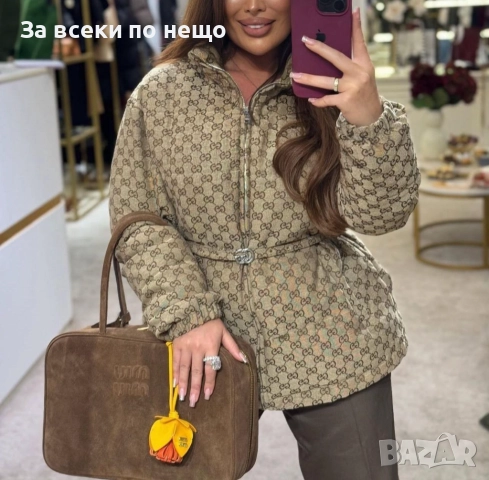 Gucci Дамско Бежово Зимно Яке Гучи Код E1071, снимка 2 - Якета - 52316349