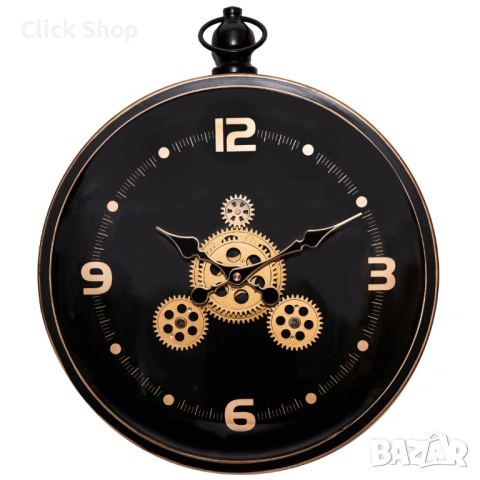 Черен стенен часовник, Декоративен, 37 см