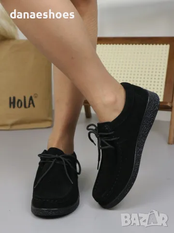 Дамски мокасини от естествен велур в черно , снимка 3 - Дамски ежедневни обувки - 49874737