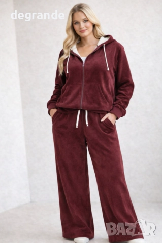 Уникално Топъл Дамски Екип в Черно Бордо Бежово, снимка 2 - Спортни екипи - 52847945