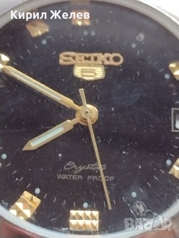 SEIKO 5 CRISTAL WATER PROOF КОЛЕКЦИОНЕРСКИ МОДЕЛ МЪЖКИ ЧАСОВНИК КЛАСИЧЕСКИ 26784, снимка 4 - Мъжки - 38704408