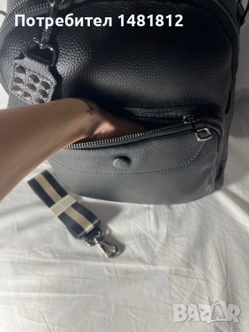 Унисекс естествена кожа черна раница , снимка 6 - Раници - 52975870