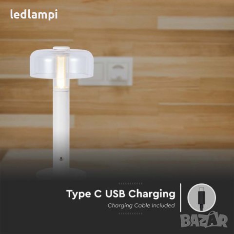 Настолна LED Лампа 1W Димиране Бяла Презареждане Топло Бяла Светлина, снимка 3 - Настолни лампи - 41144123