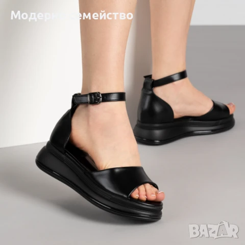 Дамски летни сандали в черно, снимка 2 - Сандали - 50602703