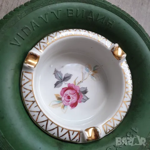 Стар порцеланов пепелник ВИДА ГУМИ - Фабрика Коста Йорданов, снимка 5 - Колекции - 49815869