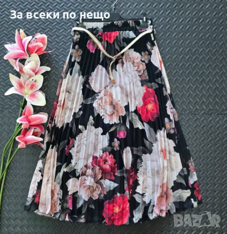 Дамска Дълга Ефирна Пола Тип Солей С Подарък Колан - 2 Налични Цвята Код VL-116, снимка 3 - Поли - 51011909