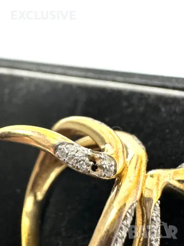 Пръстен змия в сребро и злато с диаманти и очи с рубини! Договаряне!, снимка 4 - Пръстени - 50144778