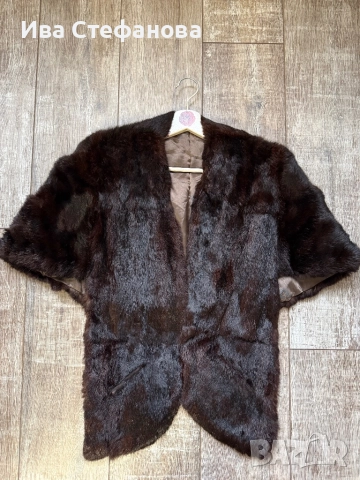 норкова шал наметка болеро от норка естествен косъм кафяв универсален размер , снимка 7 - Рокли - 42599063