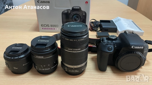 Canon EOS 800D + 4 обектива, снимка 2 - Фотоапарати - 52481820